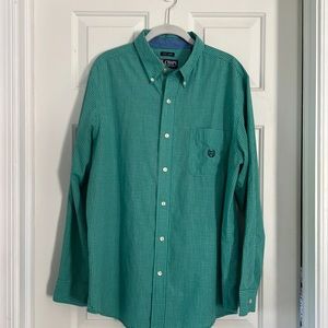 Chaps Easy Care Casual Button Down Shirt, Sz Large, Green